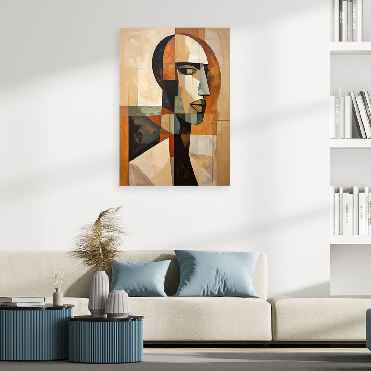 Obraz do salonu sypialni, Abstrakcyjna Sztuka Portret Mężczyzny w beżu i brązach 40x60 cm