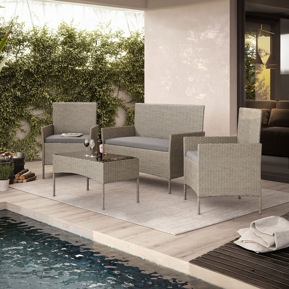 Zestaw mebli rattanowych PERGOLA szary