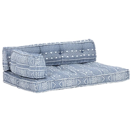 vidaXL Sofa z poduszek na paletę, tkanina, indygo patchwork