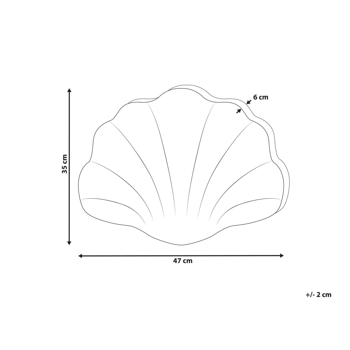 Poduszka dekoracyjna muszla welurowa 47 x 35 cm niebieska CONSOLIDA