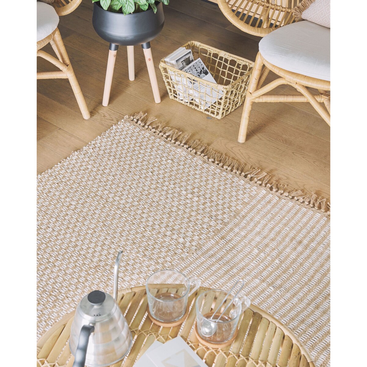 Dywan z juty 140 x 200 cm beżowy ADABAG