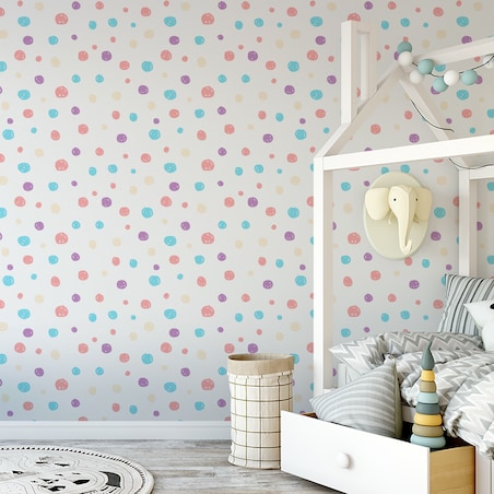 Tapeta Dla Dzieci Pastelowe KROPKI Groszki