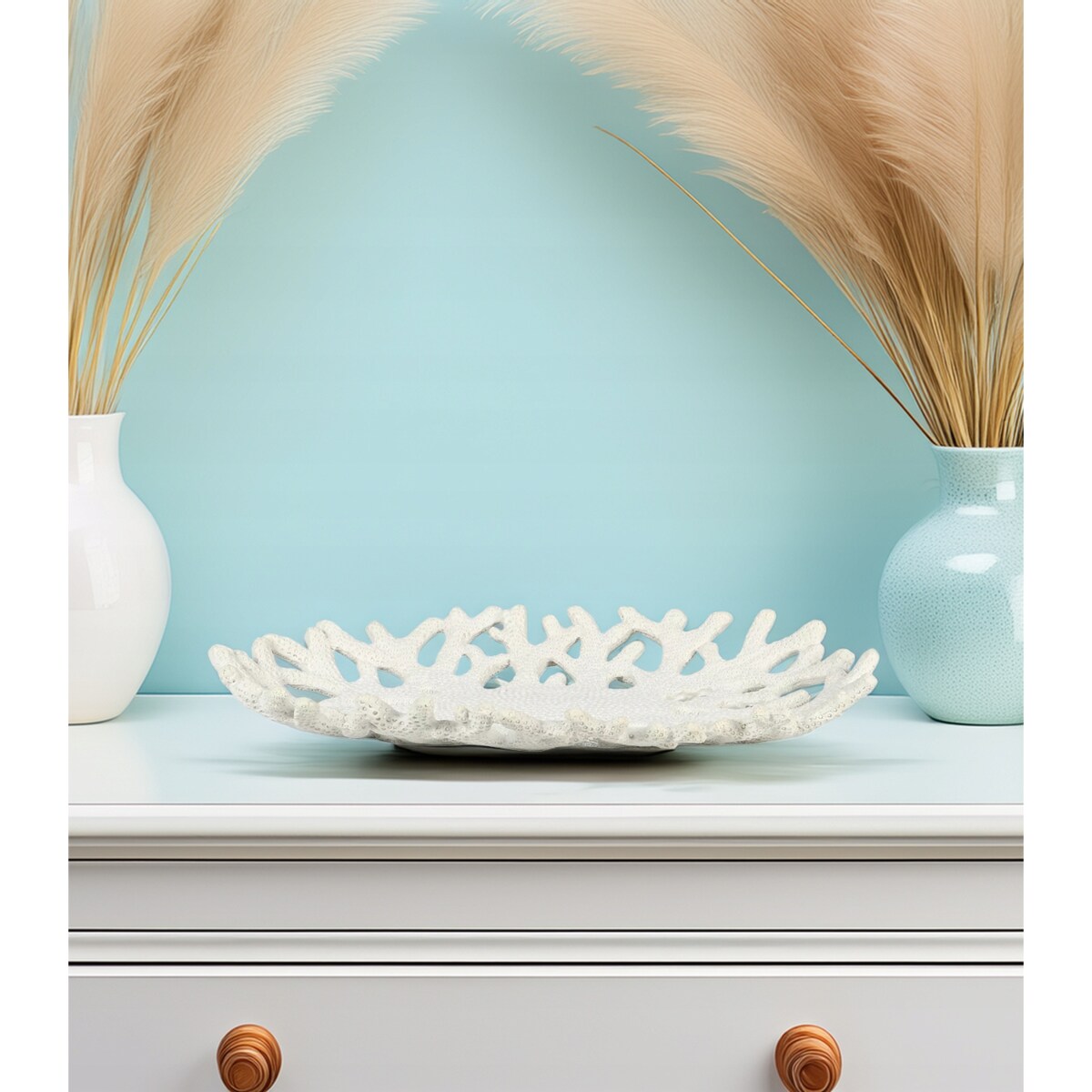 PATERA NA OWOCE BIAŁA RAFA KORALOWA marynistyka do domu duża ozdoba prezent