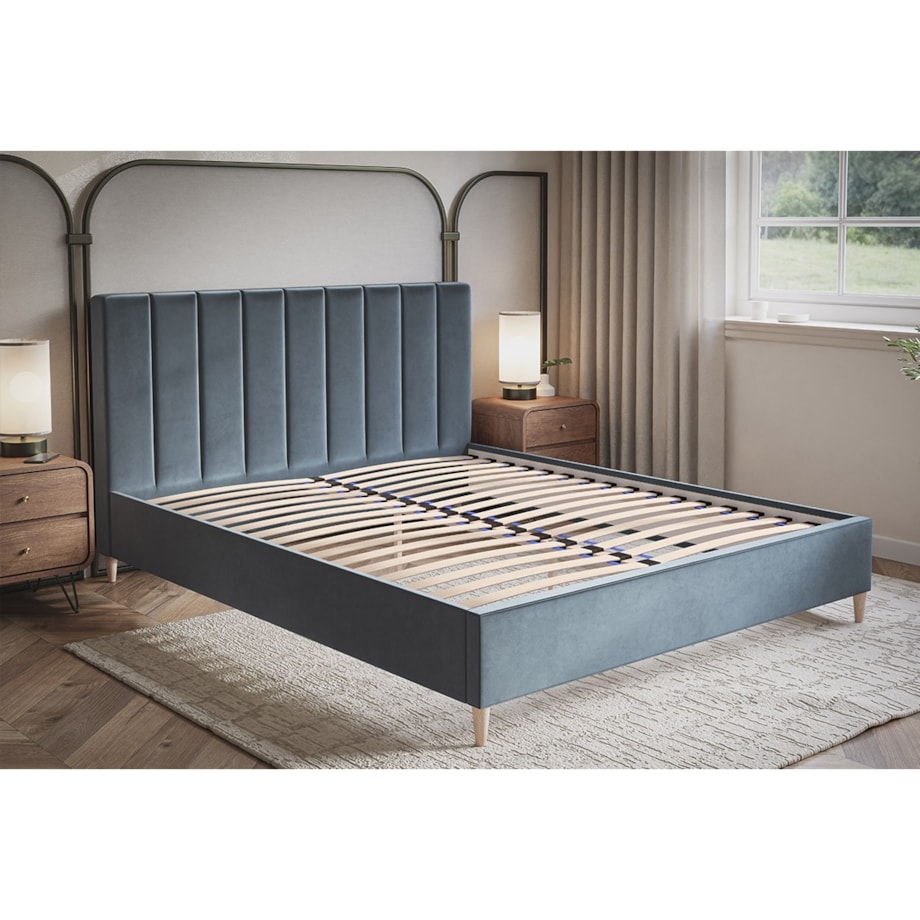 Łóżko tapicerowane 160x200 LUXO 2 na wysokich nogach - butelkowa zieleń