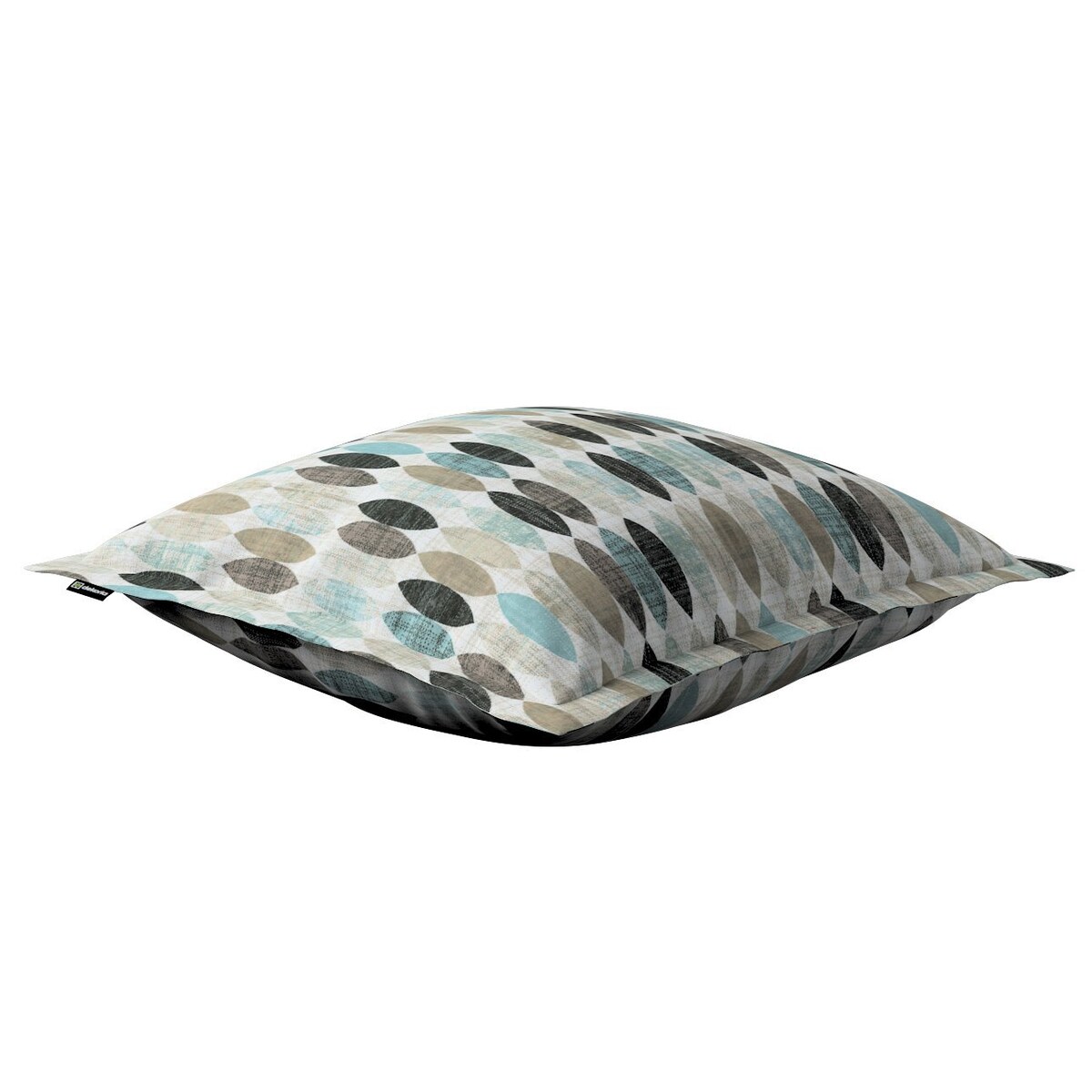 Poszewka Mona na poduszkę 45x45 wzory w odcieniach błękitu, beżu i czarnego na jasnym tle