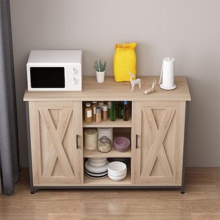 Kredens szafka boczna z otwartymi półkami komoda sonoma kuchnia salon loft