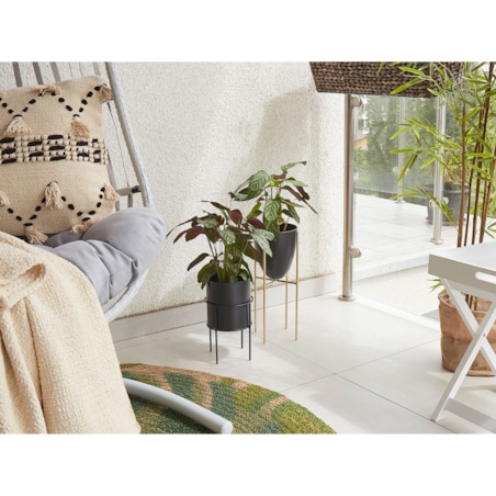 Doniczka na stojaku metalowa 16 x 16 x 41 cm czarno-złota LEFKI