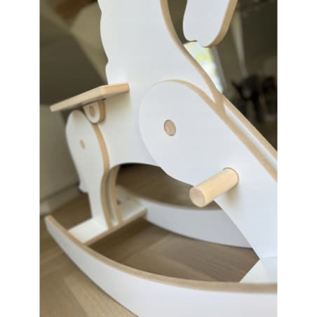 Konik Koń na Biegunach DREWNIANY CERTYFIKOWANY Biały bujak dla dzieci