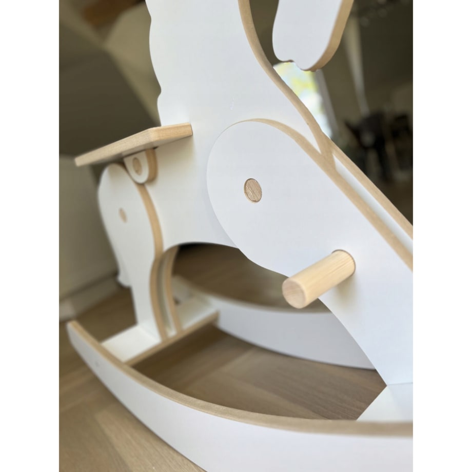 Konik Koń na Biegunach DREWNIANY CERTYFIKOWANY Biały bujak dla dzieci