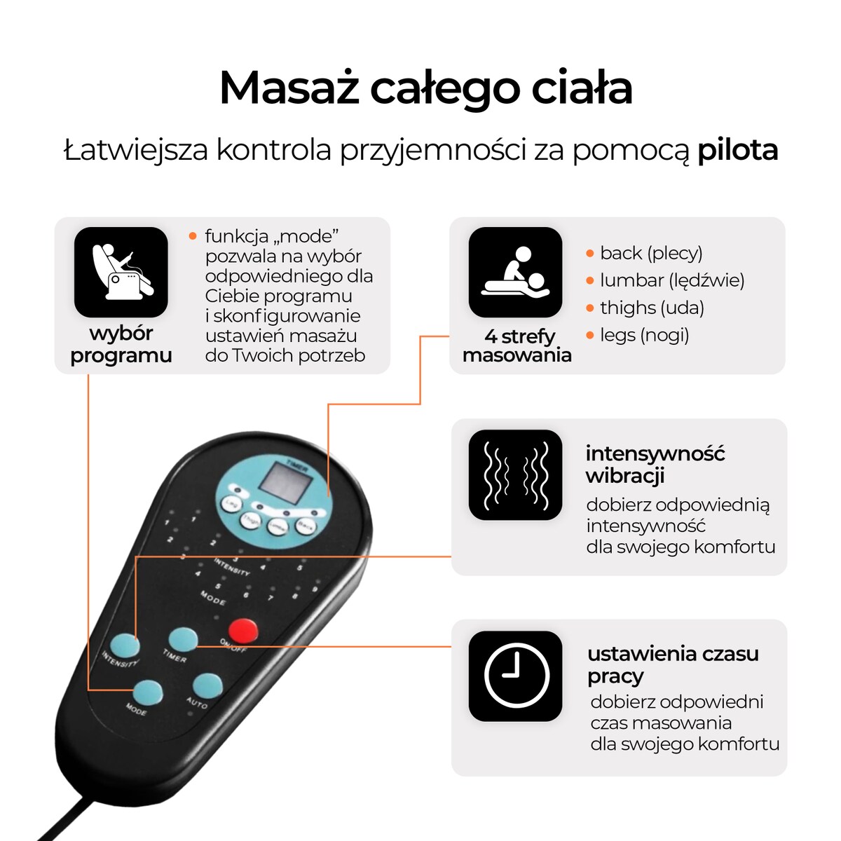 Fotel Masujący Rozkładany Wypoczynkowy z Masażem i Podnóżkiem Czarny SPIKE