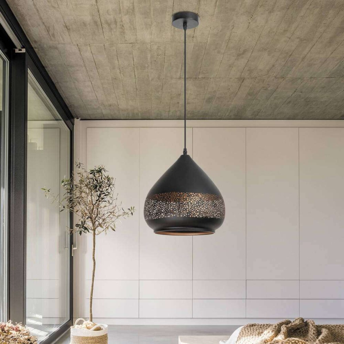 LAMPA wisząca KAIA 2278 Rabalux ażurowa OPRAWA orientalny zwis czarny złoty