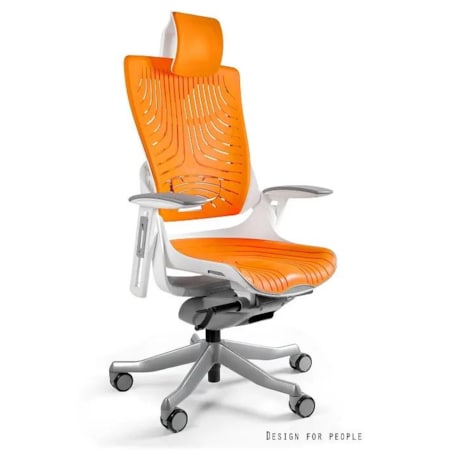 Fotel biurowy WAU 2 biały/pomarańczowy elastomer