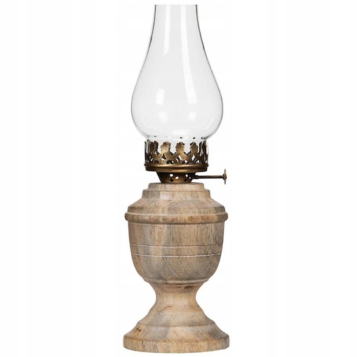ŚWIECZNIK TEALIGHT LAMPA NAFTOWA DREWNIANY DEKORACJA OZDOBA DO DOMU 30cm