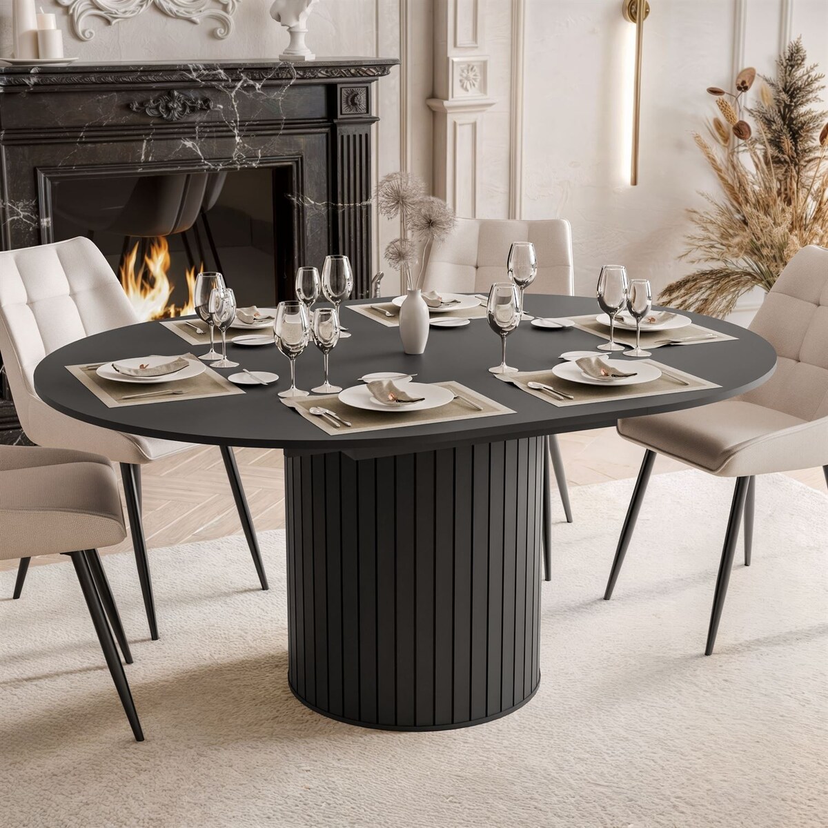 Stół rozkładany ELODIE 120 - 160 cm, czarny