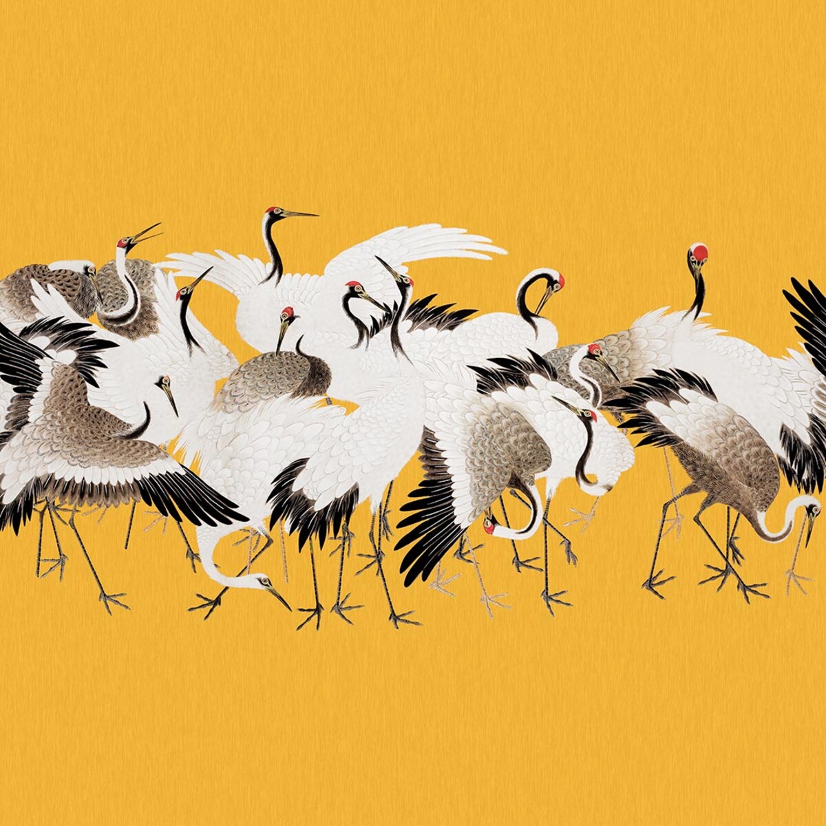 bawełniana poszewka na poduszkę - Stado żurawi 45x45 cm