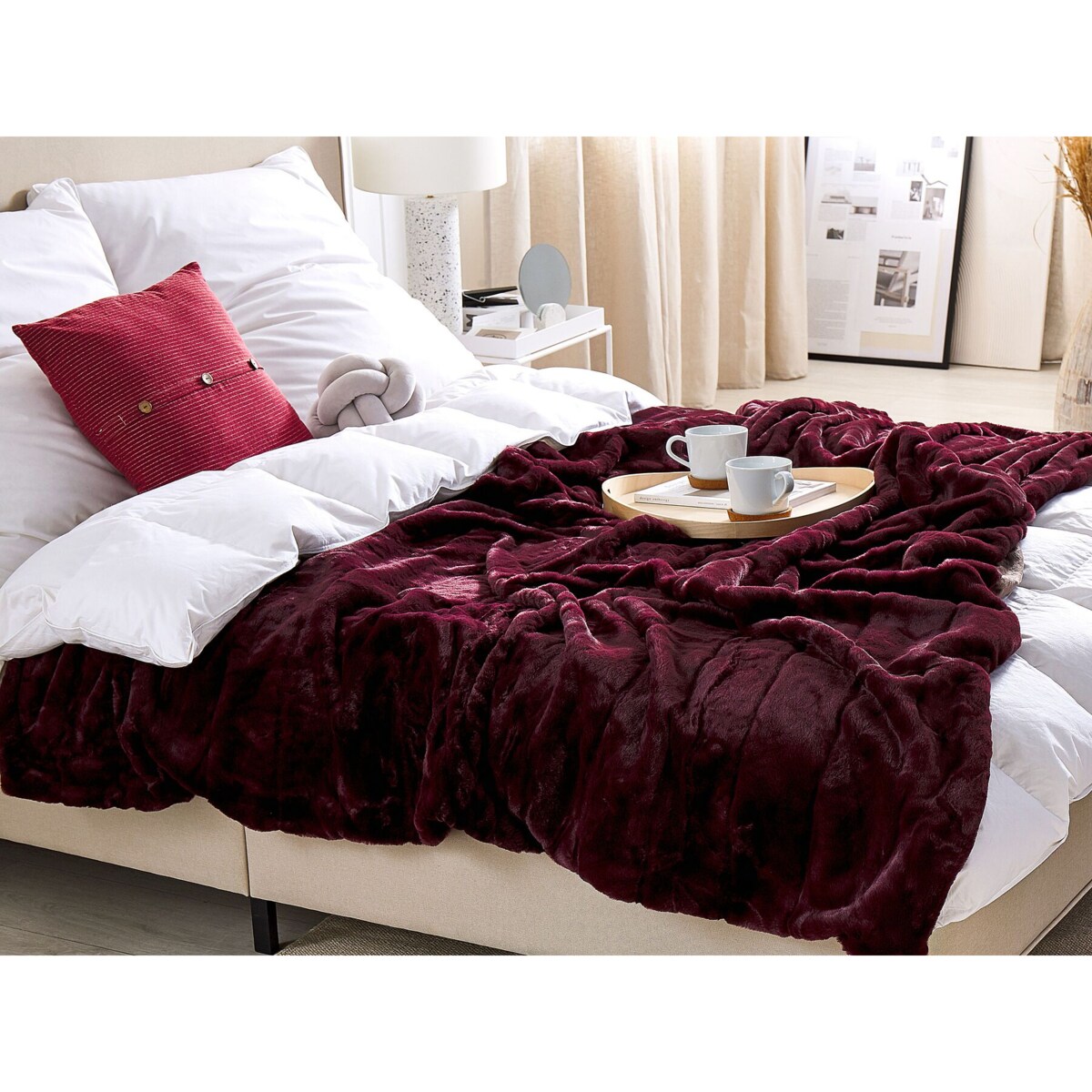 Koc 180 x 220 cm bordowy TANTAN