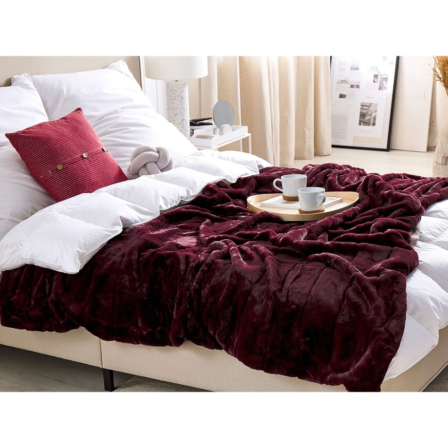 Koc 180 x 220 cm bordowy TANTAN