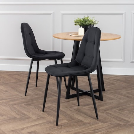 Krzesło tapicerowane czarne welurowe pikowane guziki do salonu