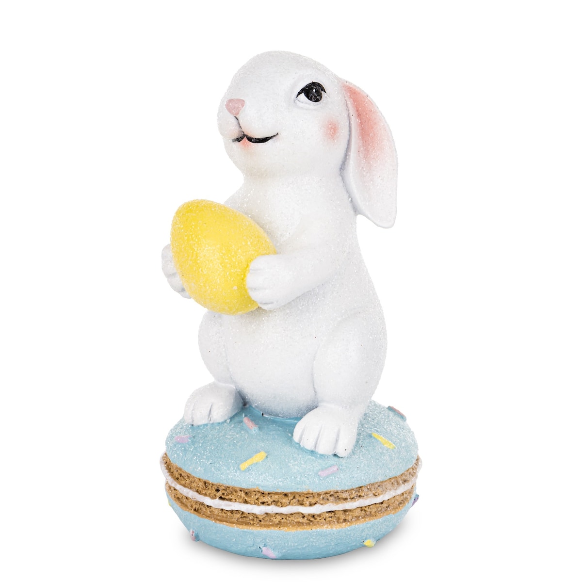 Dekoracja - króliczątko z żółtą pisanką 16x8,5x8,5 cm BIELACZEK - II