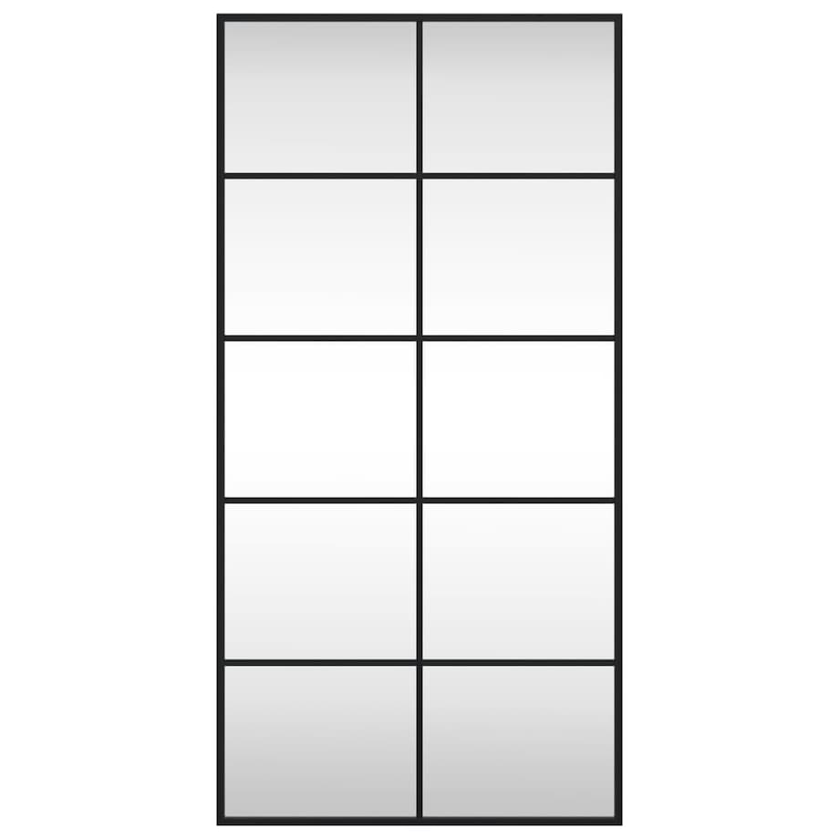 vidaXL Lustro ścienne, czarne, 50x100 cm, prostokątne, żelazo