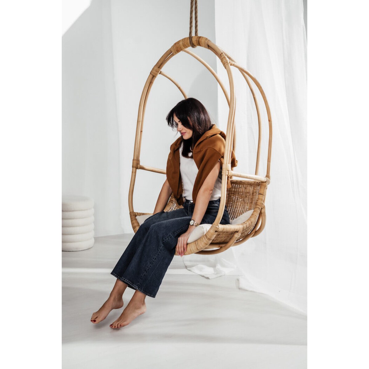 FOTEL WISZĄCY RATTANOWY LEIA NATURALNA