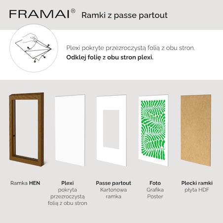 Ramka na zdjęcia z passe partout ramka 70x100 cm z okienkiem passe partout na zdjęcie 60x80 cm kolor brązowy FRAMAI®