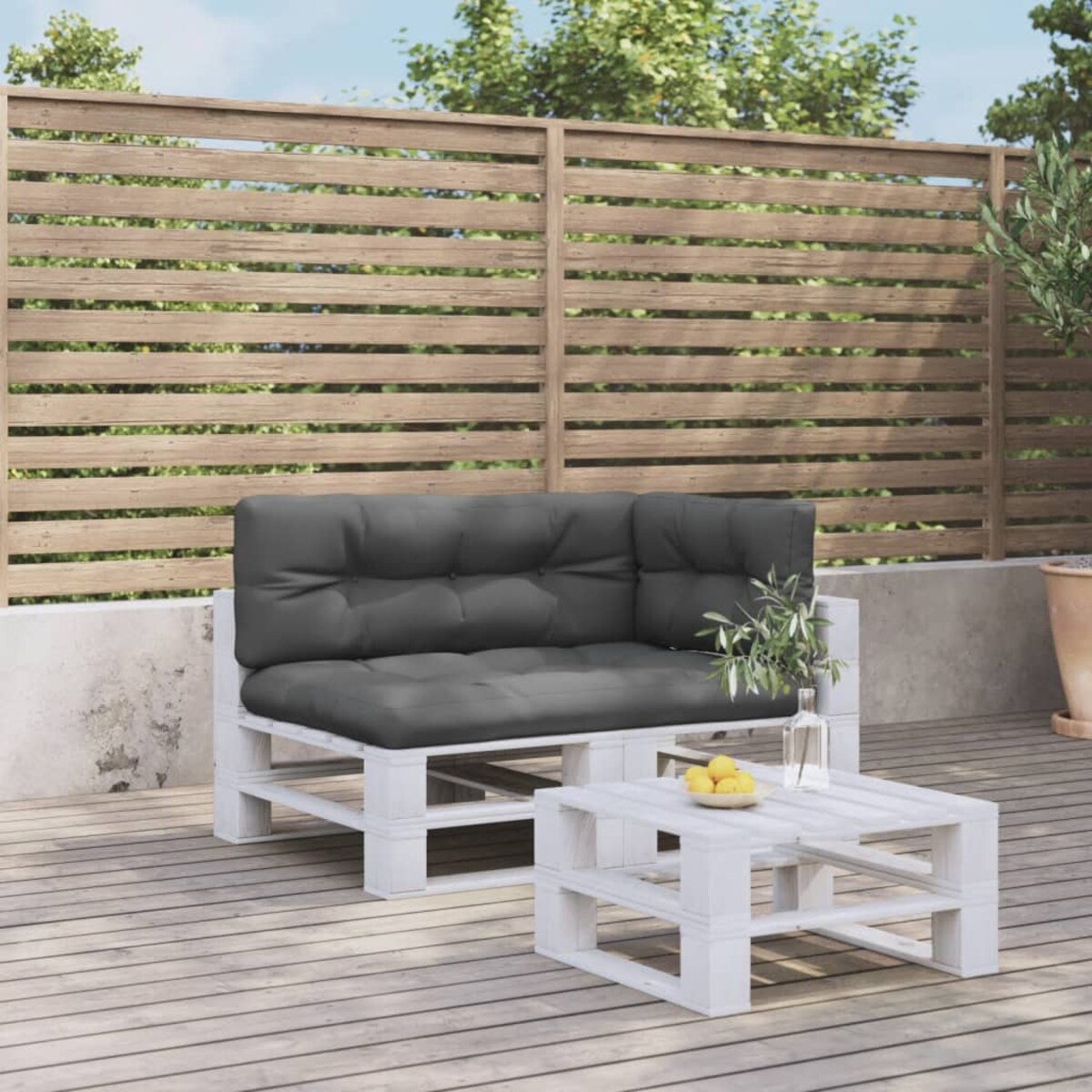 vidaXL Poduszki na palety, 3 szt., antracytowe, tkanina