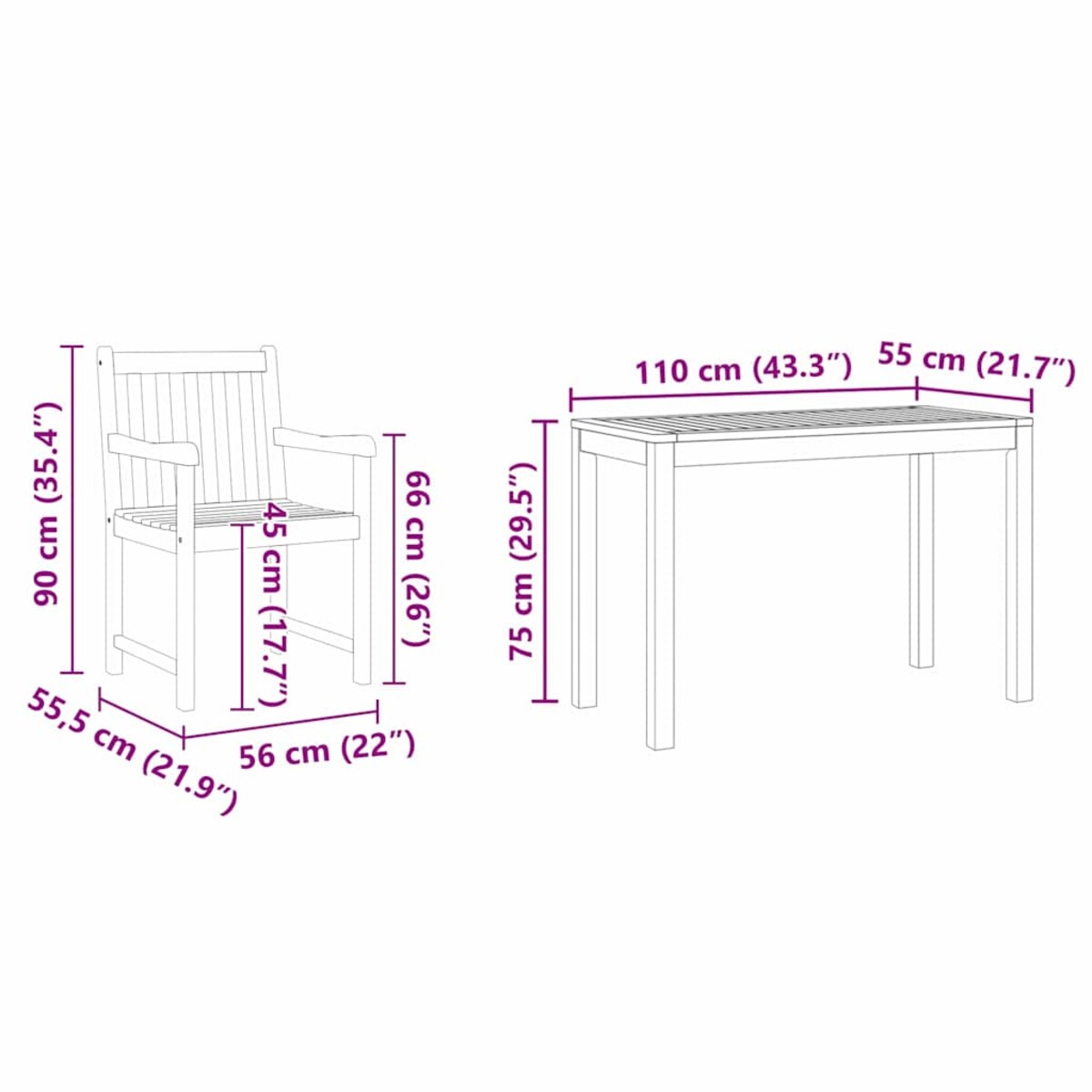 vidaXL Zestaw do jadalni w ogrodzie 3 pcs Brązowy lite drewno akacjowe