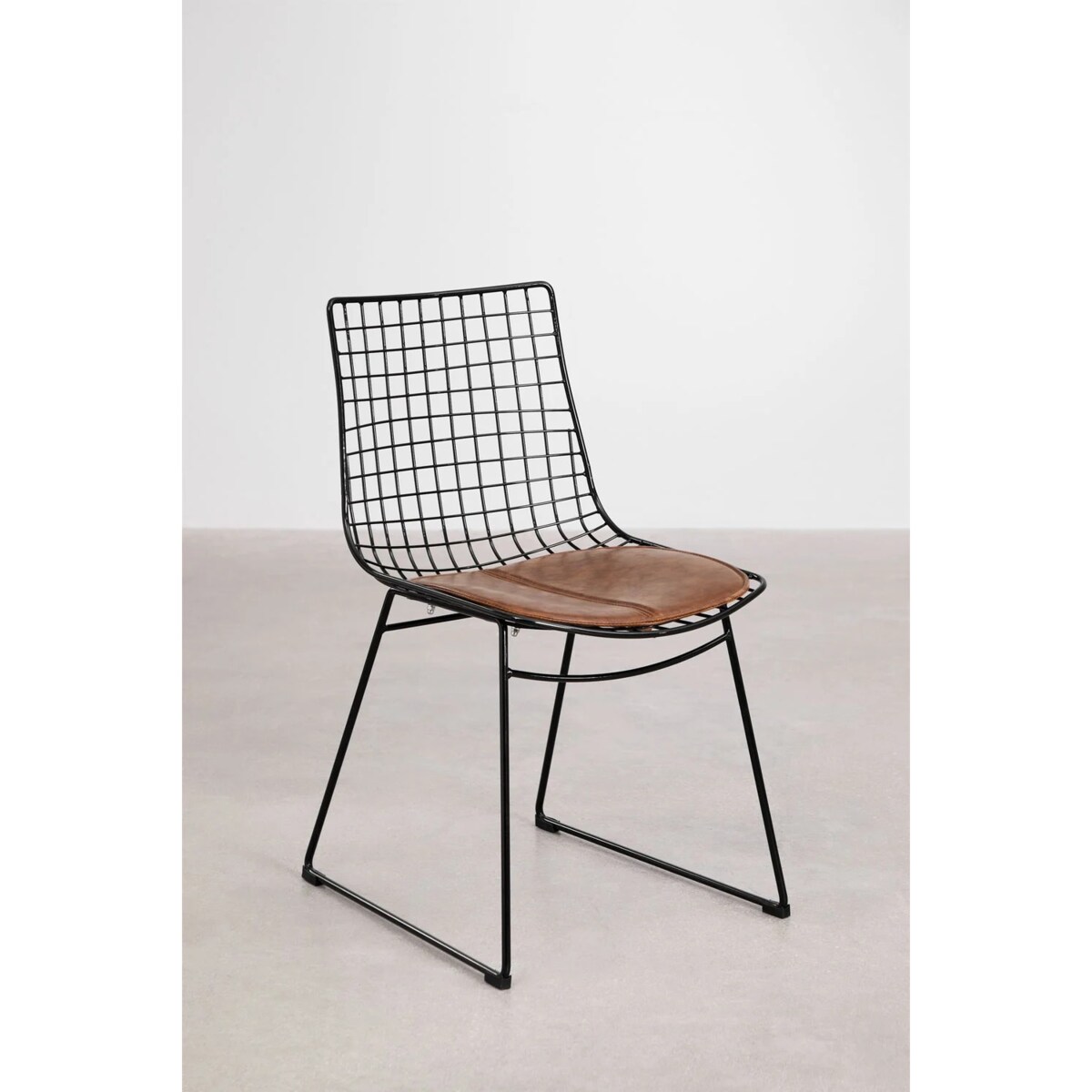 Krzesło metalowe, czarne z brązową poduszką Renee