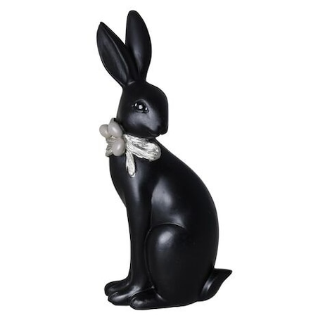Dekoracja - para czarnych królików 22x10x6 cm RANDY-3 z synkiem