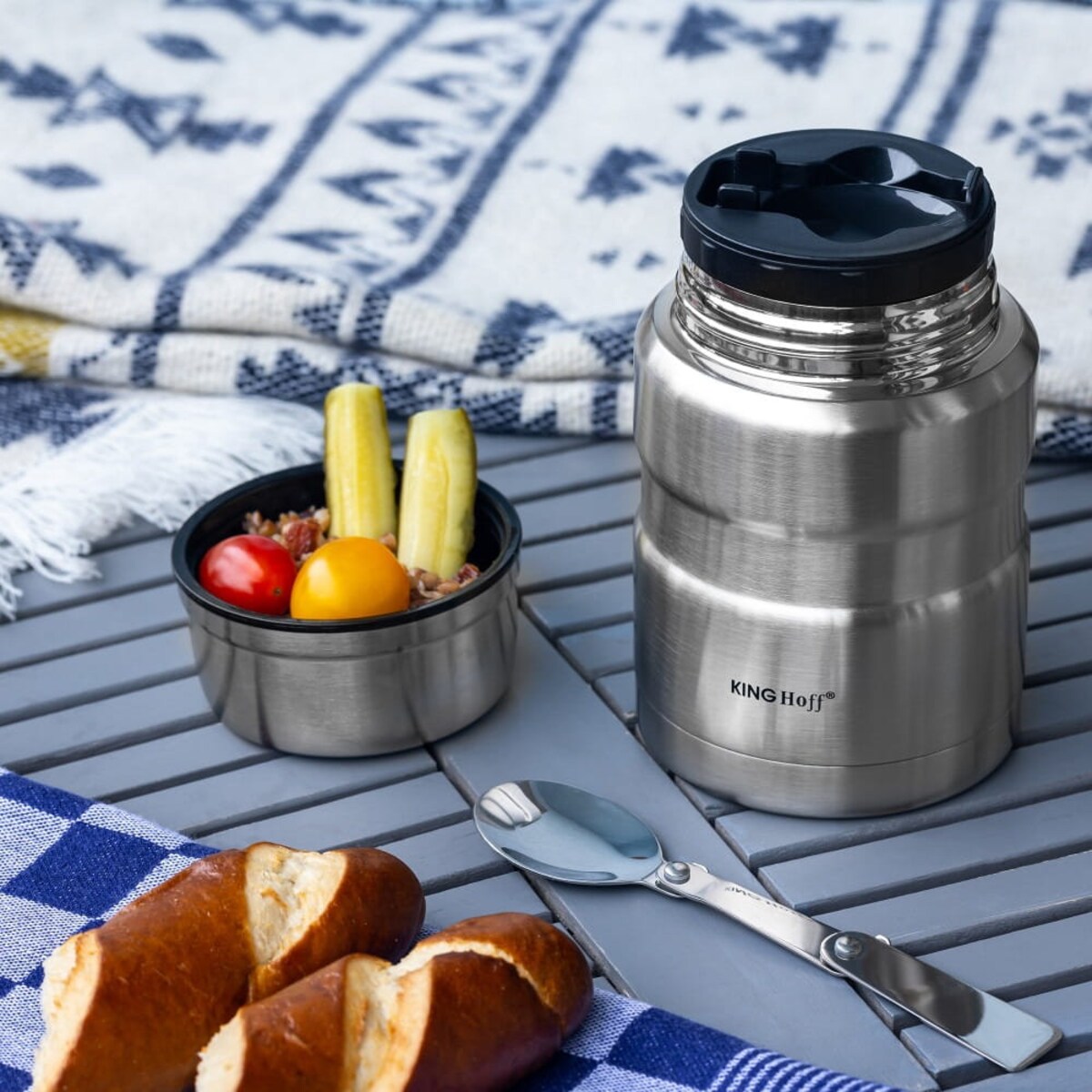 Termos obiadowy stalowy 0.5L srebrny KINGHOFF