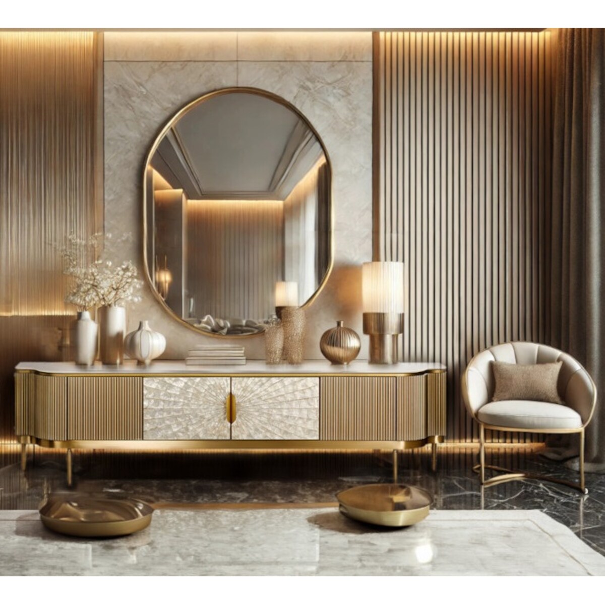 Nowoczesna złota komoda RTV / szafka RTV / szafka pod telewizor Champion Glamour Premium 200x40x52