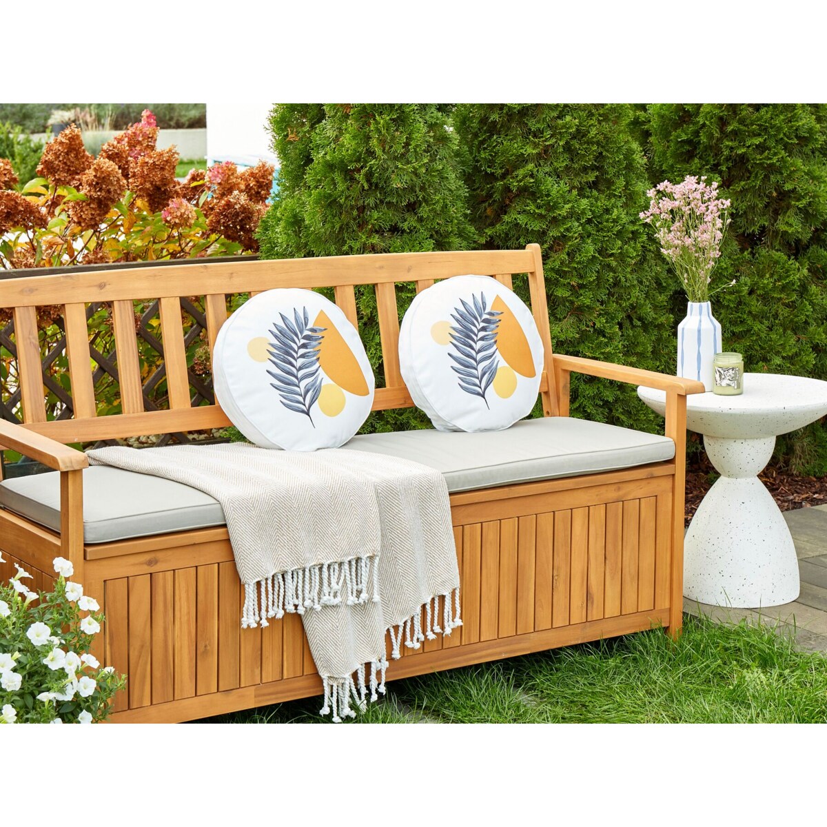 2 poduszki ogrodowe w liście 40 cm białe VIOZENE