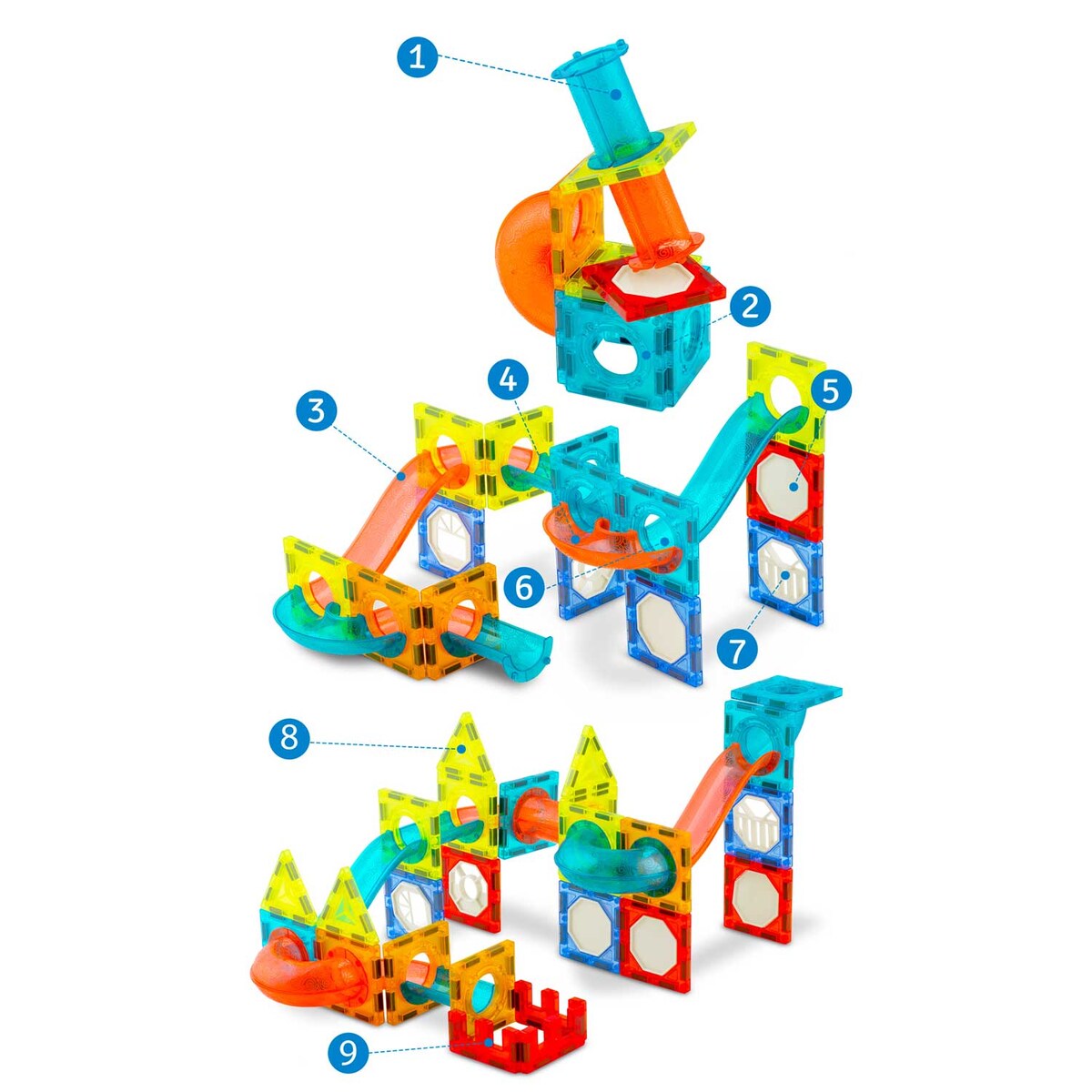 Klocki magnetyczne edukacyjne konstrukcyjne 3d Ricokids zestaw z naklejkami