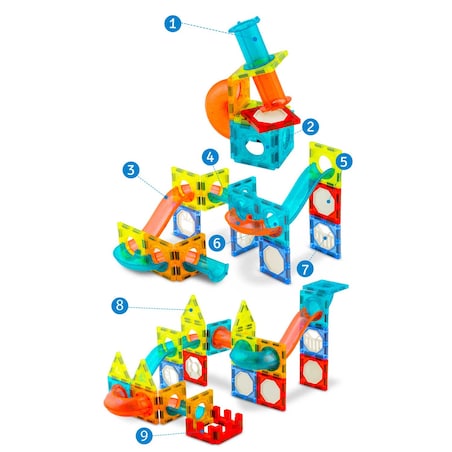 Klocki magnetyczne edukacyjne konstrukcyjne 3d Ricokids zestaw z naklejkami