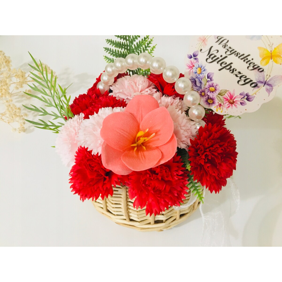 KWIATY MYDLANE MAGNOLIA do bukietów stroika flower box RÓŻOWA dekoracja