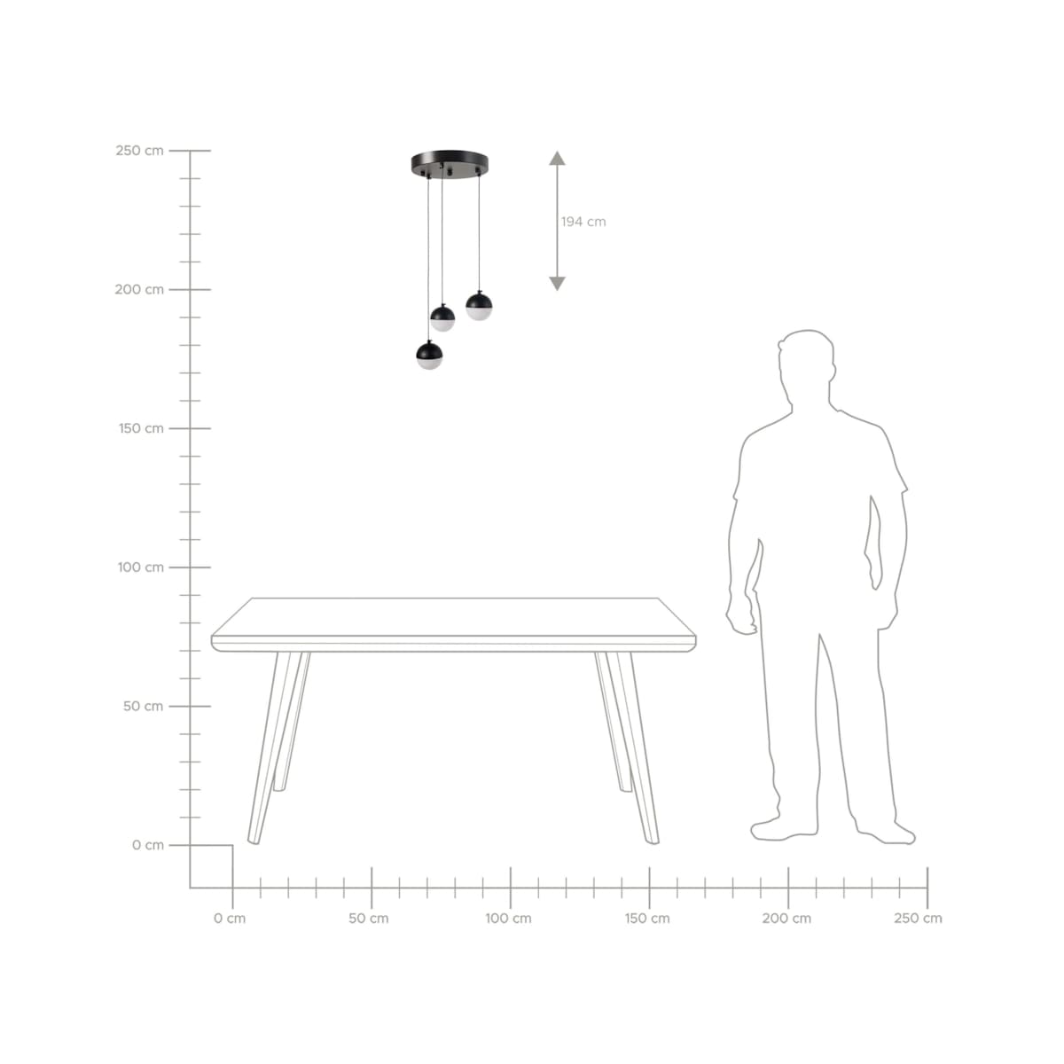Lampa wisząca LED metalowa 3-punktowa czarna ANKOBRA