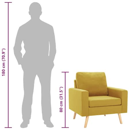 vidaXL Fotel, żółty, tapicerowany tkaniną