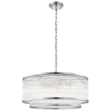 LAMPA wisząca SERGIO P0528-06H-F4AC Zumaline okrągła OPRAWA szklany ZWIS na łańcuchu srebrny