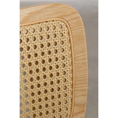 Krzesło barowe z drewna, rattanu i ekoskóry białej Raysa naturalne 75 cm