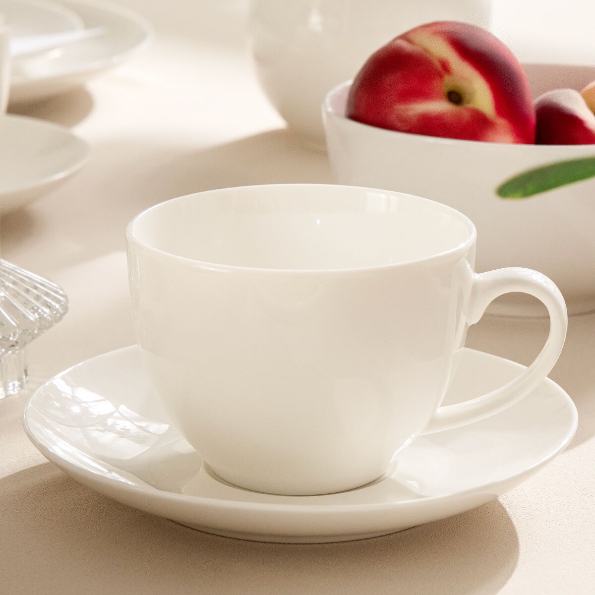 KONSIMO AD BELLA, Zestaw kawowy 6 os. (19 el.), kolor ecru