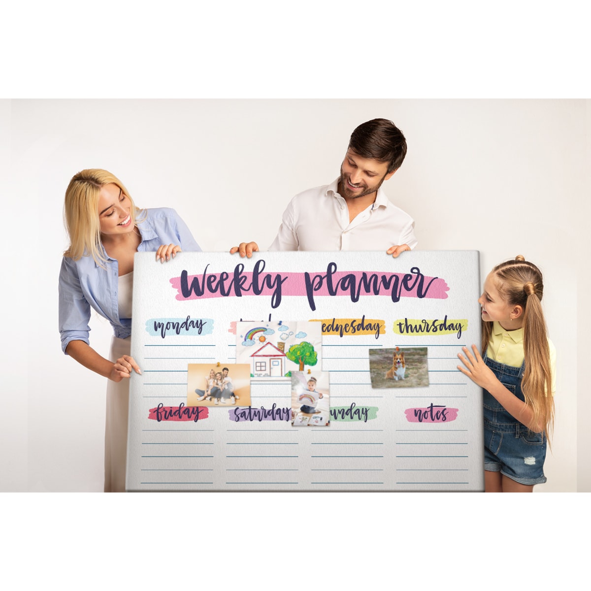 Tablica korkowa Planer tygodniowy 140x100cm - kolorowe pinezki