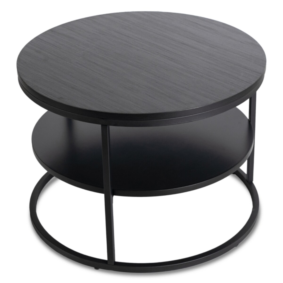 Stolik Kawowy Okrągły Loft Czarny Industrialny Ława Okrągła Czarna BEST