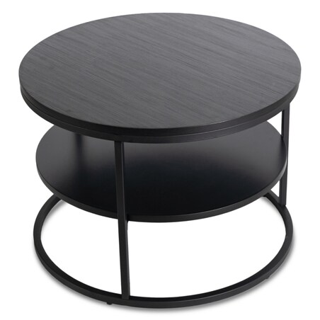 Stolik Kawowy Okrągły Loft Czarny Industrialny Ława Okrągła Czarna BEST