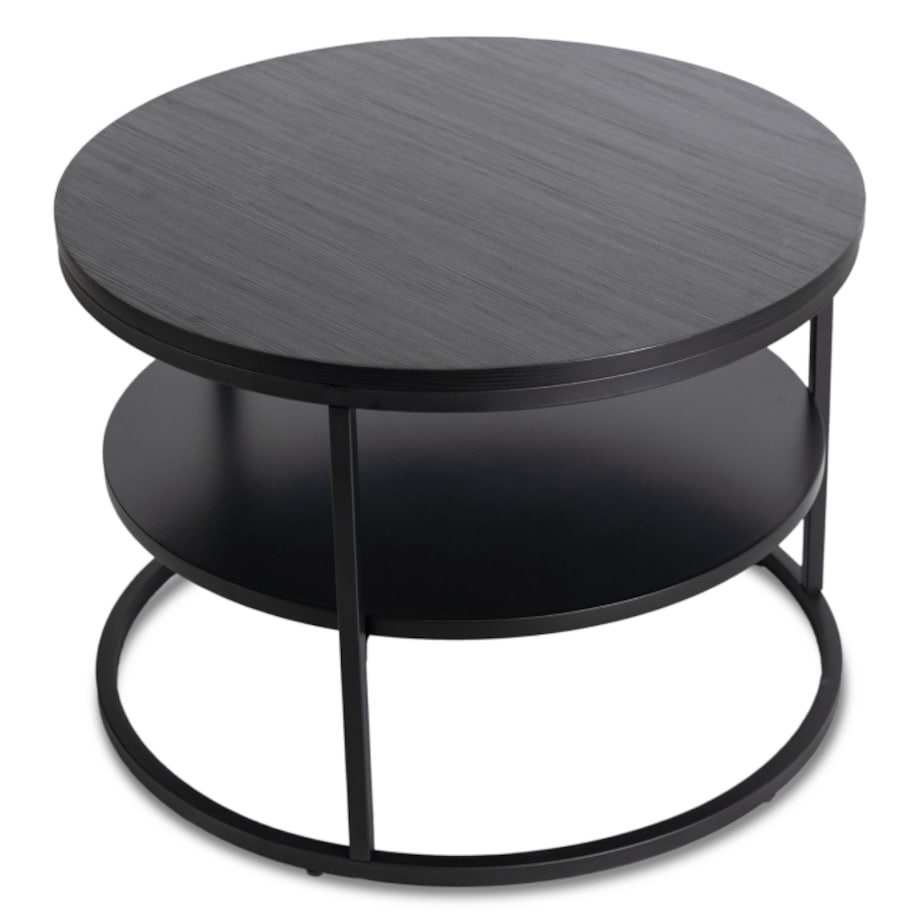 Stolik Kawowy Okrągły Loft Czarny Industrialny Ława Okrągła Czarna BEST