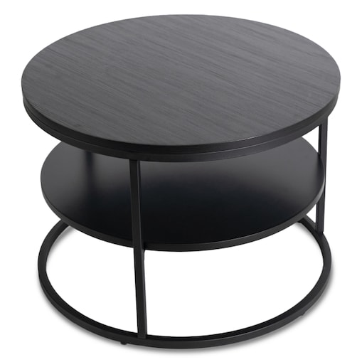 Stolik Kawowy Okrągły Loft Czarny Industrialny Ława Okrągła Czarna BEST