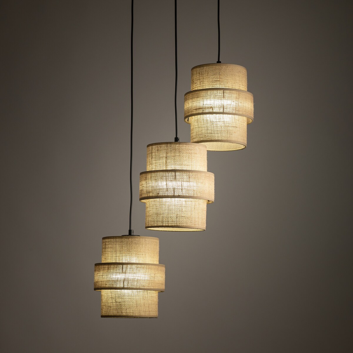 Lampa wisząca TK Lighting CALISTO JUTA 6098 3xE27 czarna z jutą regulowana 45 cm