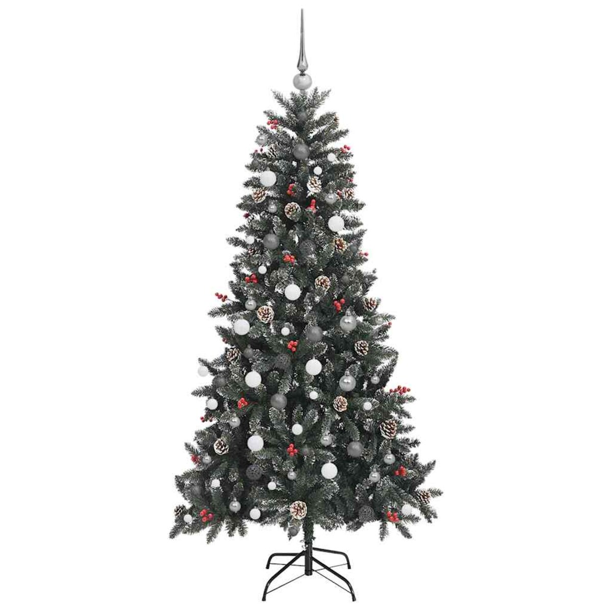 vidaXL Sztuczna choinka Zielony 114 x 114 x 210 cm PVC, plastik i stal