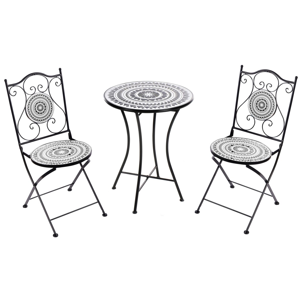 Zestaw mebli balkonowych Składane COMISO Metal Czarny/ biały