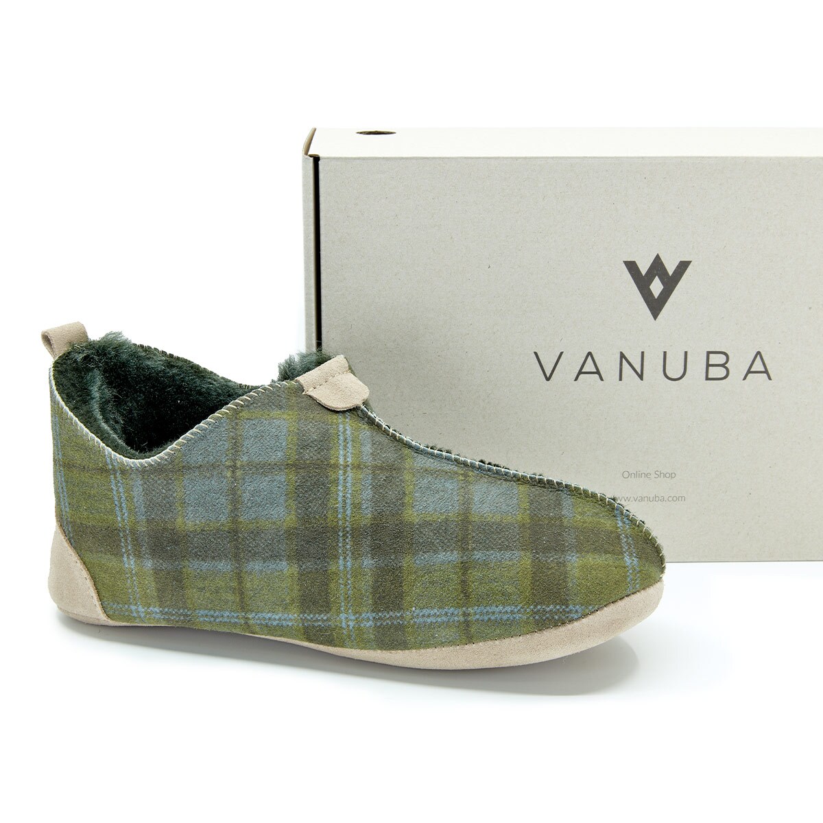 Kapcie damskie OXFORD Tartan zielone 39